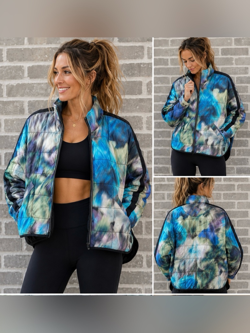 NWT FP Movement Pippa‎ Printed Packable Puffer Blurry Flower XS